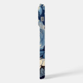 Witte rozen op Indigo blauwe achtergrond iPhone Hoesje (Linkerkant)