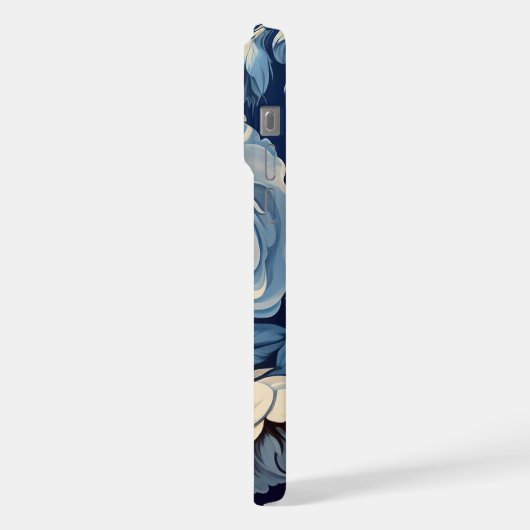 Witte rozen op Indigo blauwe achtergrond iPhone Hoesje (Linkerkant)