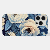 Witte rozen op Indigo blauwe achtergrond iPhone Hoesje (Achterkant horizontaal)