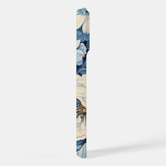 Witte rozen op Indigo blauwe achtergrond iPhone Hoesje (Rechterkant)