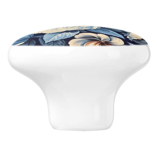 Witte rozen op Indigo blauwe achtergrond Keramische Knop (Zijkant)