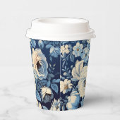 Witte rozen op Indigo blauwe achtergrond Papieren Bekers (Rechts)