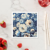 Witte rozen op Indigo blauwe achtergrond Servet (Insitu)