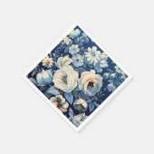 Witte rozen op Indigo blauwe achtergrond Servet (Hoek)