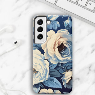 Witte rozen op indigoblauwe achtergrond samsung galaxy hoesje