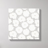 Witte rozen op lichtgrijs - naadloos patroon. canvas afdruk (Voorkant)