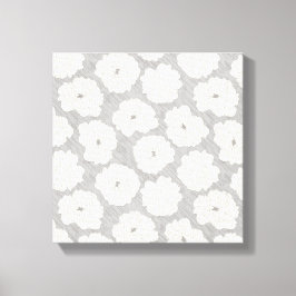 Witte rozen op lichtgrijs - naadloos patroon. canvas afdruk