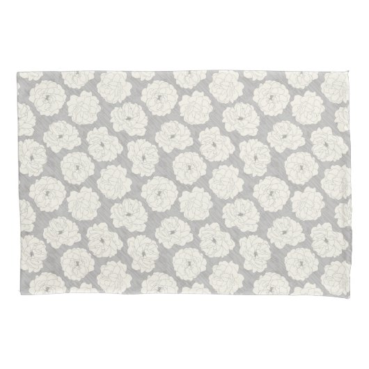 Witte rozen op lichtgrijs - naadloos patroon. kussensloop (Voorkant)