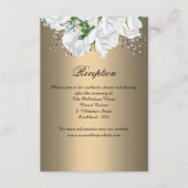 Witte rozen op luxe gouden bruiloft informatiekaartje (Voorkant)