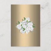 Witte rozen op luxe gouden bruiloft informatiekaartje (Achterkant)