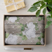 Witte rozen op Rustic Wood-rotatie Tissuepapier (Geschenk)