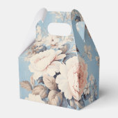 Witte Rozen op rustieke blauwe achtergrond Bedankdoosjes (Achterkant)