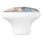 Witte Rozen op rustieke blauwe achtergrond Keramische Knop (Zijkant)