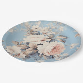 Witte Rozen op rustieke blauwe achtergrond Papieren Bordje (Gekanteld)