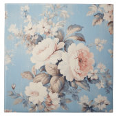 Witte Rozen op rustieke blauwe achtergrond Tegeltje (Voorkant)