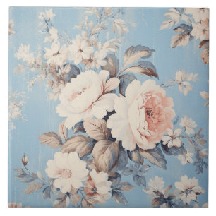 Witte Rozen op rustieke blauwe achtergrond Tegeltje