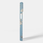 Witte Rozen op Rustieke Blauwe Achtergrond w/Monog Case-Mate iPhone Case (Achterkant / Rechts)