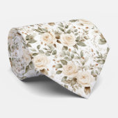 Witte rozen op wit stropdas (Opgerold)