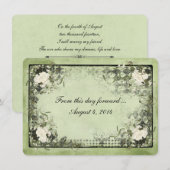 witte rozen op zwart lijst kaart (Voorkant / Achterkant)