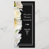 Witte rozen op zwarte kerk huwelijksprogramma programmakaart (Voorkant)