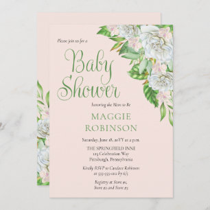 Witte rozen Orchideeën Boho Floral Girl Baby sho Kaart