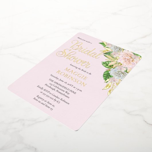 Witte rozen | Orchids Boho Floral Vrijgezellenfees Folie Uitnodiging (Gedraaid)