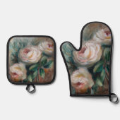 Witte Rozen Ovenwant & Pannenlap Set (Voorkant)