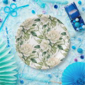 Witte Rozen Papieren Bordje (Feest)