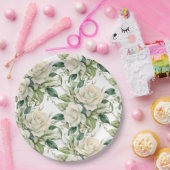 Witte Rozen Papieren Bordje (Feest)