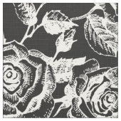 Witte Rozen Patroon Aangepaste zwarte achtergrond Stof (Close Up)