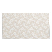 Witte Rozen Patroon over Lichtbruine Tannenkleur Kussensloop (Achterkant)