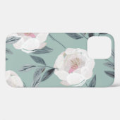 Witte rozen pioenrozen: bloemborduurwerk. Case-Mate iPhone case (Achterkant (horizontaal))