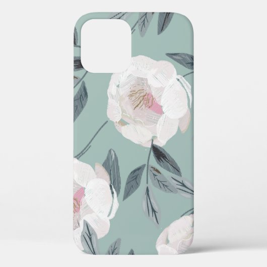 Witte rozen pioenrozen: bloemborduurwerk. Case-Mate iPhone case (Achterkant)
