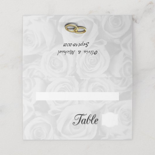 witte rozen plaatskaartje (Buitenkant ongevouwen)