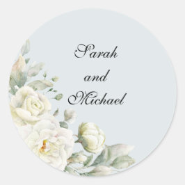 Witte Rozen Poederblauwe Stickers