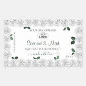 Witte rozen Product Labels Groene bladeren met Log (Voorkant)