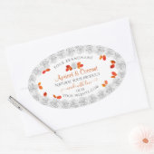  witte rozen Productlabels Oranje bladeren Ovale Sticker (Envelop)