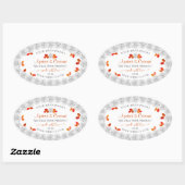  witte rozen Productlabels Oranje bladeren Ovale Sticker (Vel)