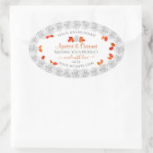  witte rozen Productlabels Oranje bladeren Ovale Sticker (Tas)