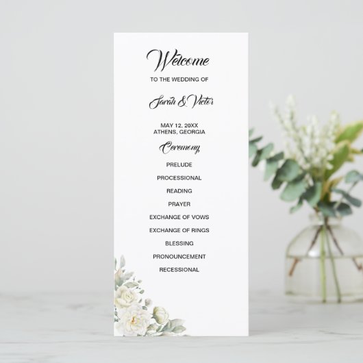 Witte Rozen Programma Kaart (Staand voorkant)