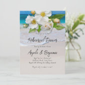 Witte rozen repetitie Dinner Tropisch strand Kaart (Staand voorkant)