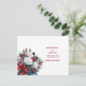 Witte Rozen Rode Lint Kerst Huwelijk Briefkaart (Staand voorkant)