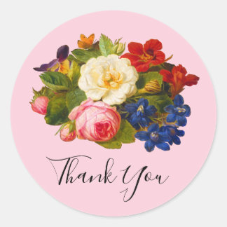 Witte rozen rode Oranje blauwe vlindervlinder Ronde Sticker