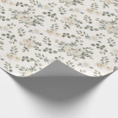 Witte rozen, romantische bloemen cadeaupapier (Hoek)