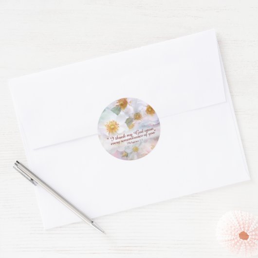 Witte rozen ronde sticker (Envelop)