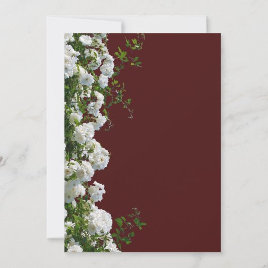 Witte rozen Rood Achtergrond Trouw Uitnodiging (Achterkant)