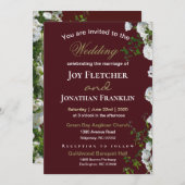 Witte rozen Rood Achtergrond Trouw Uitnodiging (Voorkant / Achterkant)