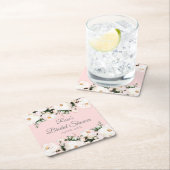 Witte Rozen | Roze Bruidsuitnodiging Kartonnen Onderzetters (Insitu)