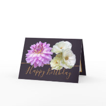 Witte Rozen & Roze Dahlia Bloemen Boeket Verjaarda