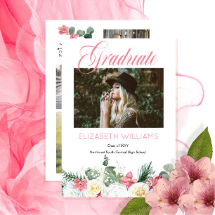 Witte rozen Roze Orchidee 4 Foto Collage Afgestu Aankondiging